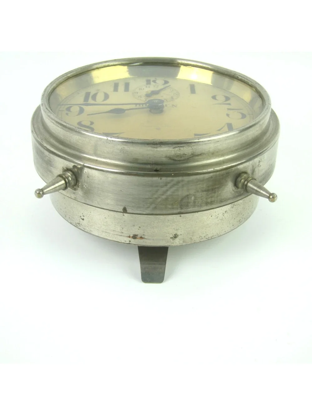 Antique Westclox Big Ben Peg Legs Wind Up Alarm Clock 1910s Nickel Metal Case